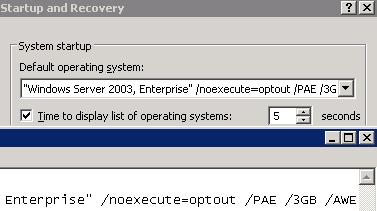 Windows 2003 server boot option